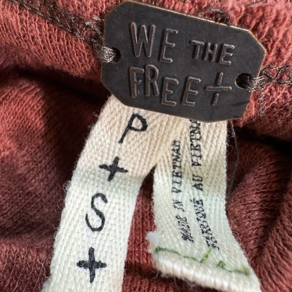 We The Free Size S Long Sleeve Split Back Turtleneck Raw Seams Rust Orange - Picture 4 of 7